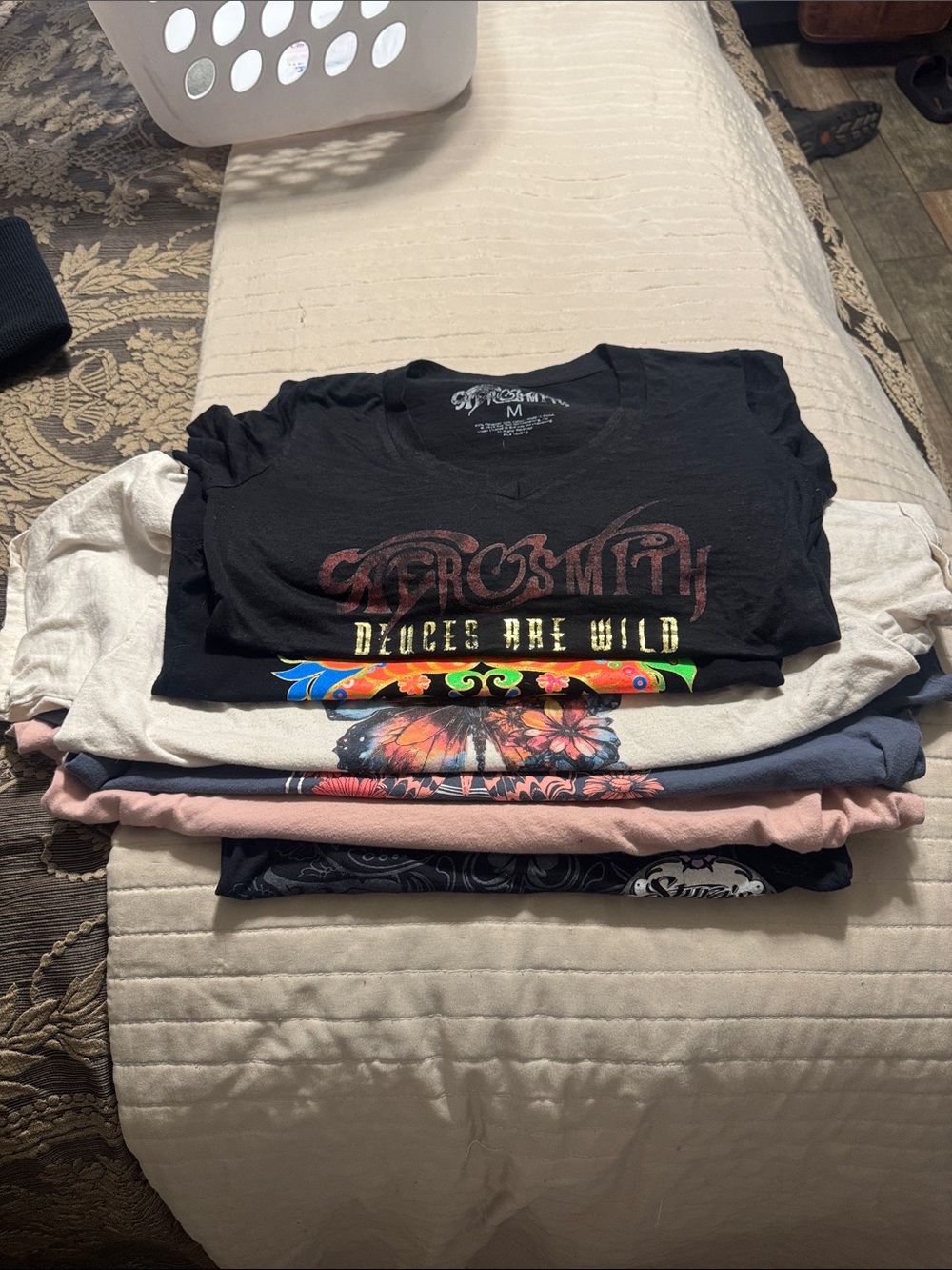 Bundle of tees. Including Aerosmith "Deuces Are Wild" Black Graphic Tee.